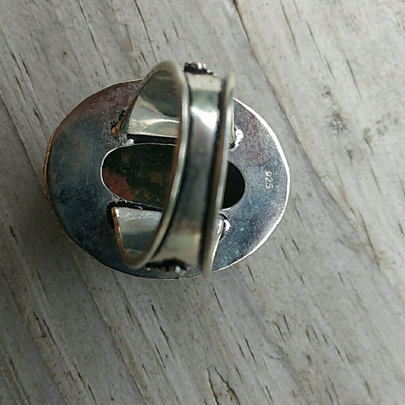 Genuine Unakite Gemstone Sterling Silver Ring - Picture 4 of 6